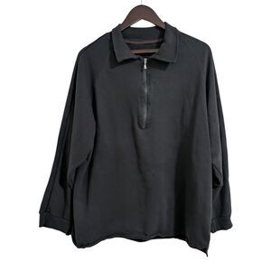 Givenchy for Singapore Airlines VTG 1/4 Zip Pullover Sweatshirt Washed Black XL